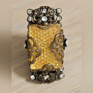 Vintage Sweet Romance Antique Style Ollipop Rectangular Adjustable Dome Ring